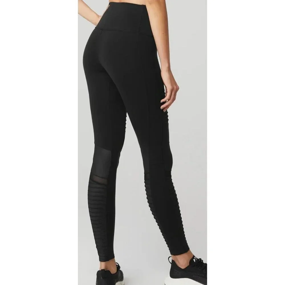 Alo High Waisted Black Moto Leggings-sz Small
